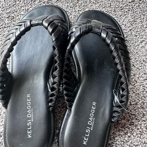 Kelsi Dagger Brooklyn Tidal braided thong sandals in black